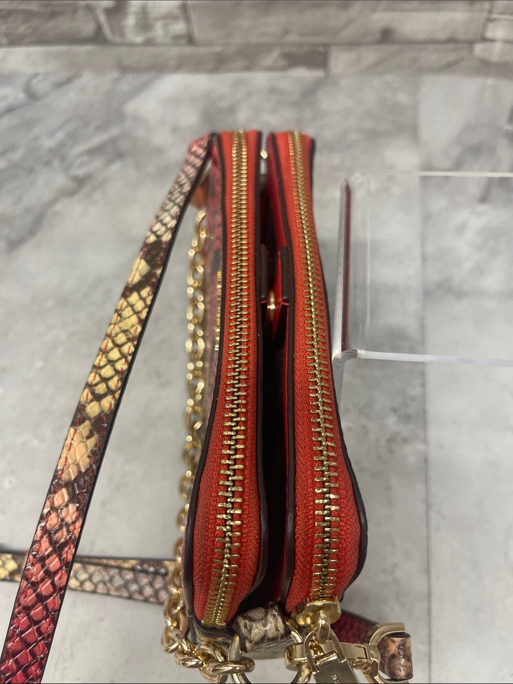 Michael Kors Small Double Zip Camera Crossbody & Matching Wallet Dahlia Snake - Picture 7 of 12